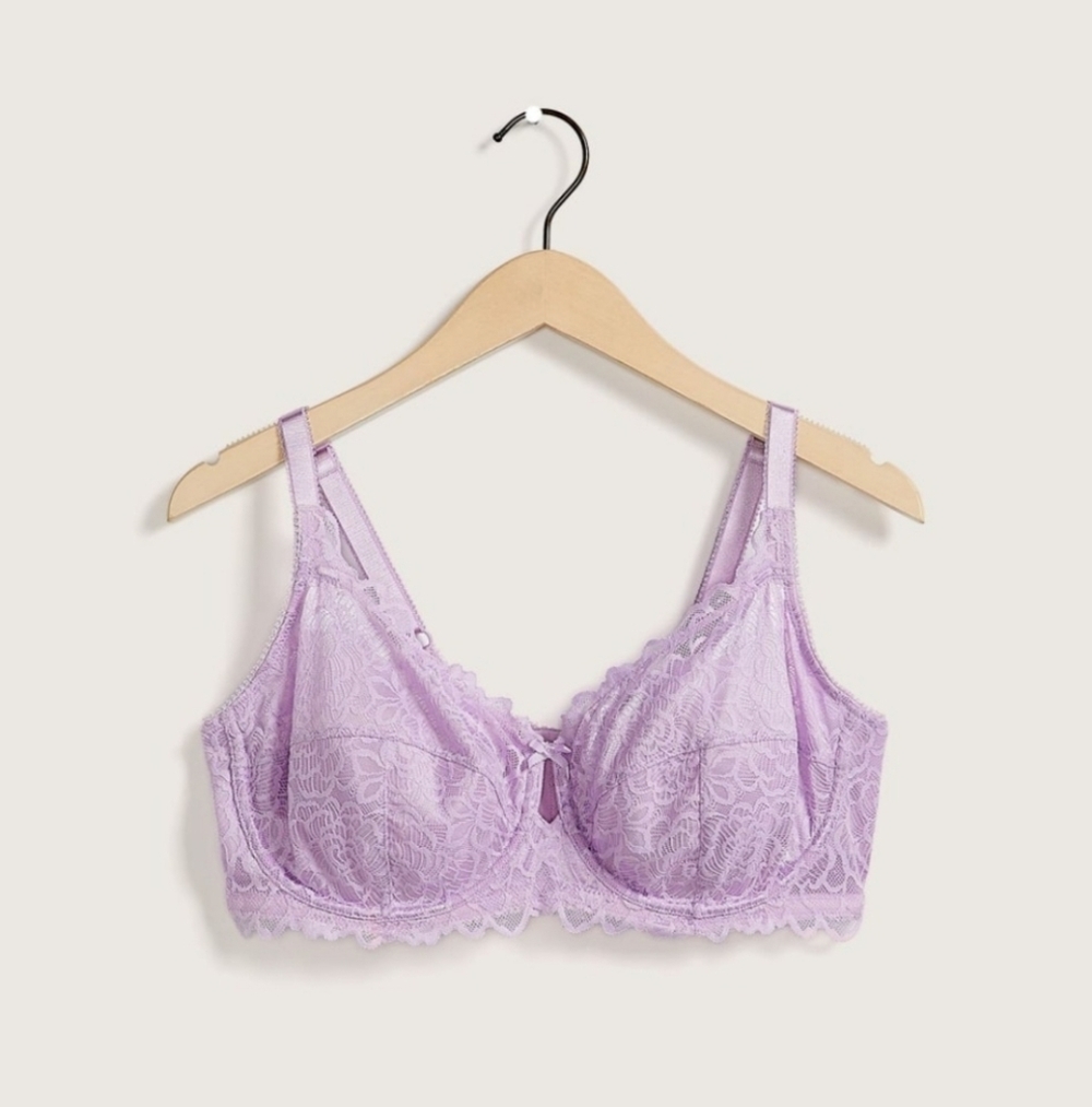 Deesse Femme Couture Purple Lace Unlined Underwire Unpadded Bra 44H Lingerie